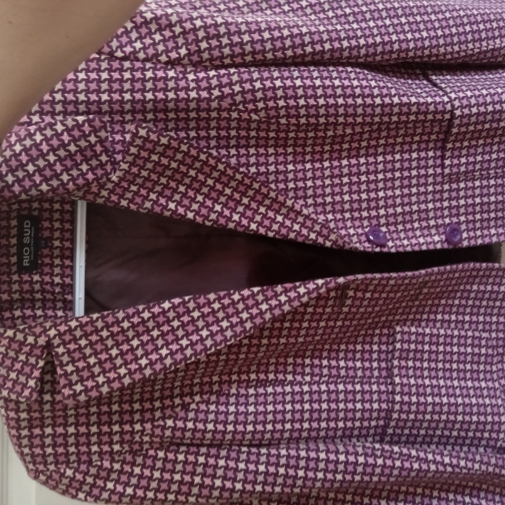 vintage purple and White Houndstooth Blazer Large